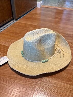Two-Tone Straw Western Hat Universal Thread Natural S/M